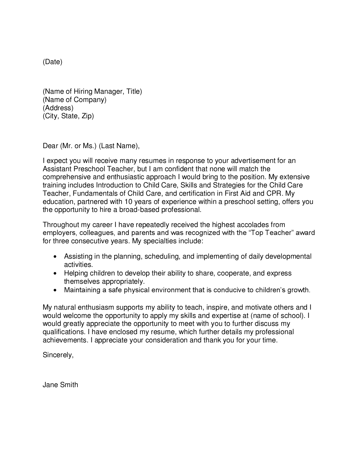 High school athletic director cover letter