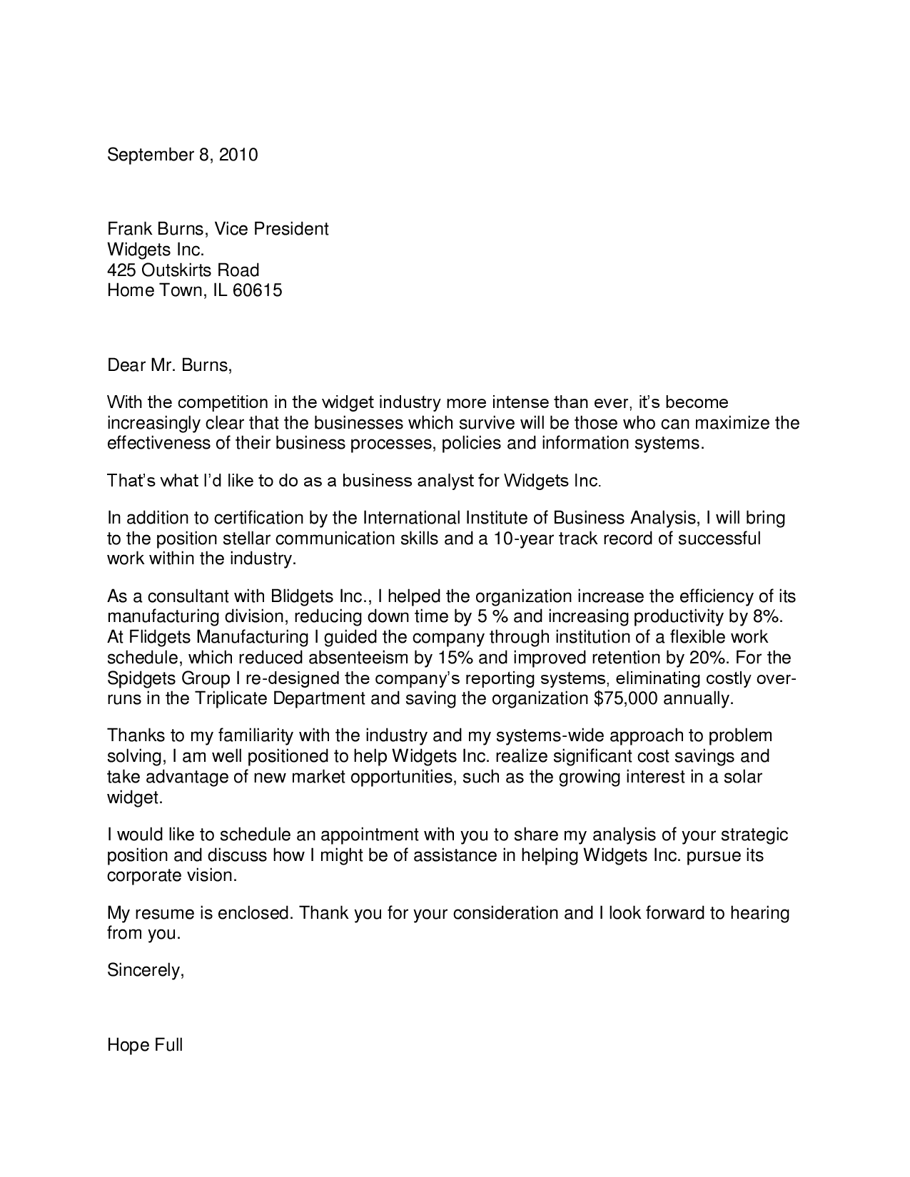 Bain co cover letter sample