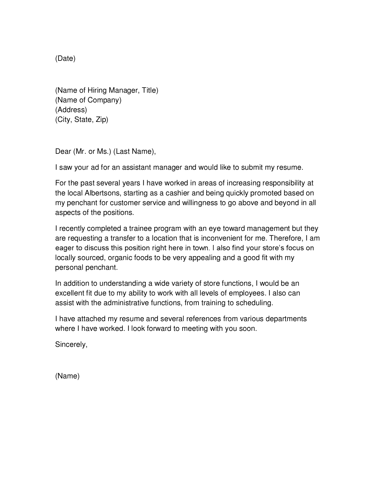 Cover Letter Customer Service Cashier