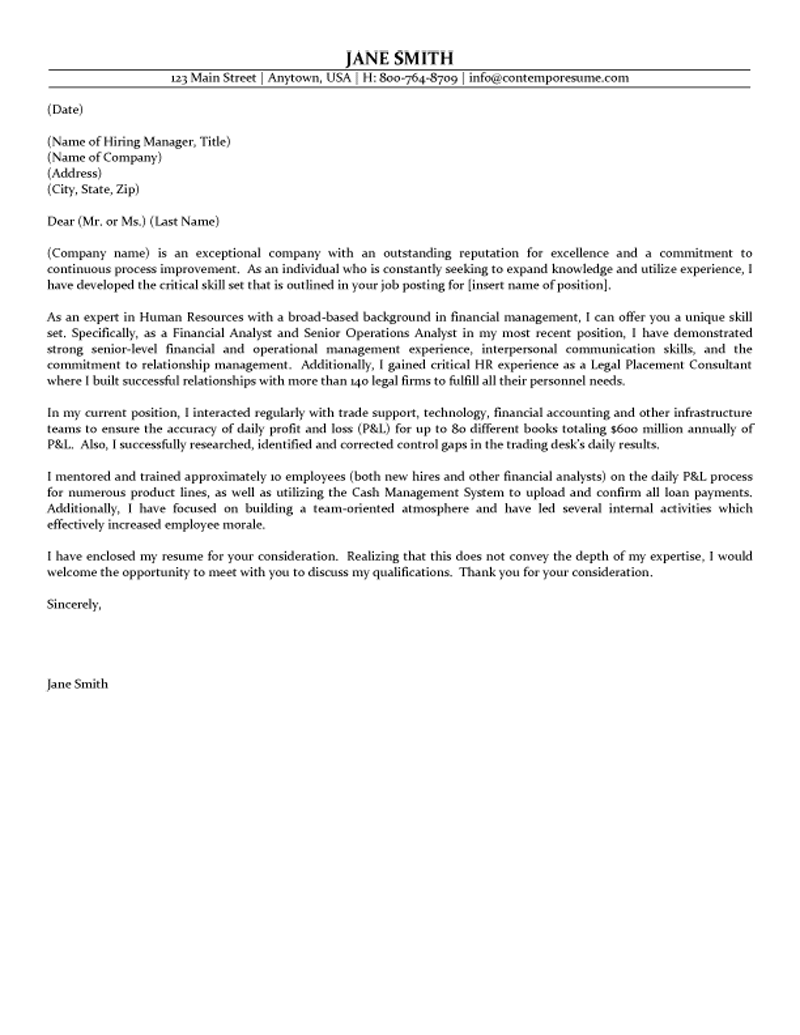 human resources cover letter