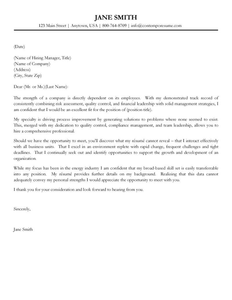 Program Management Cover Letter Examples