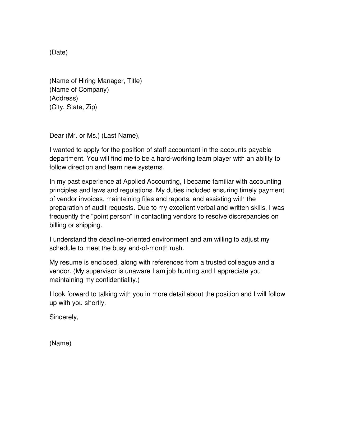 Accountant Cover Letter