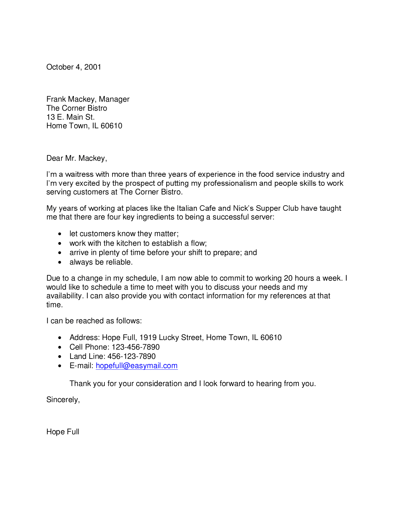 waitress-cover-letter