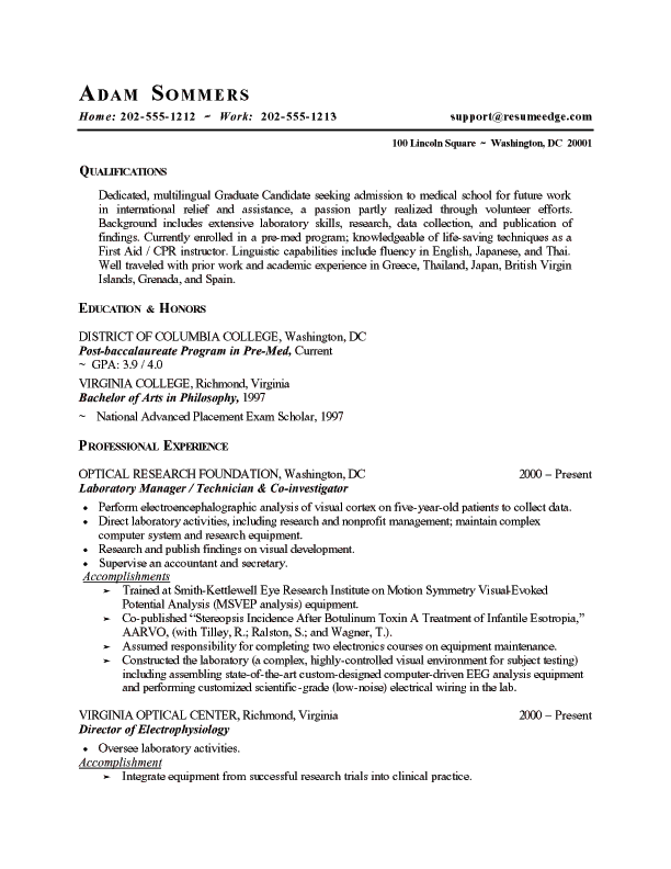 Pre law student resume sample