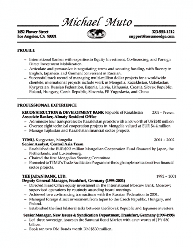 Banker Resume Template