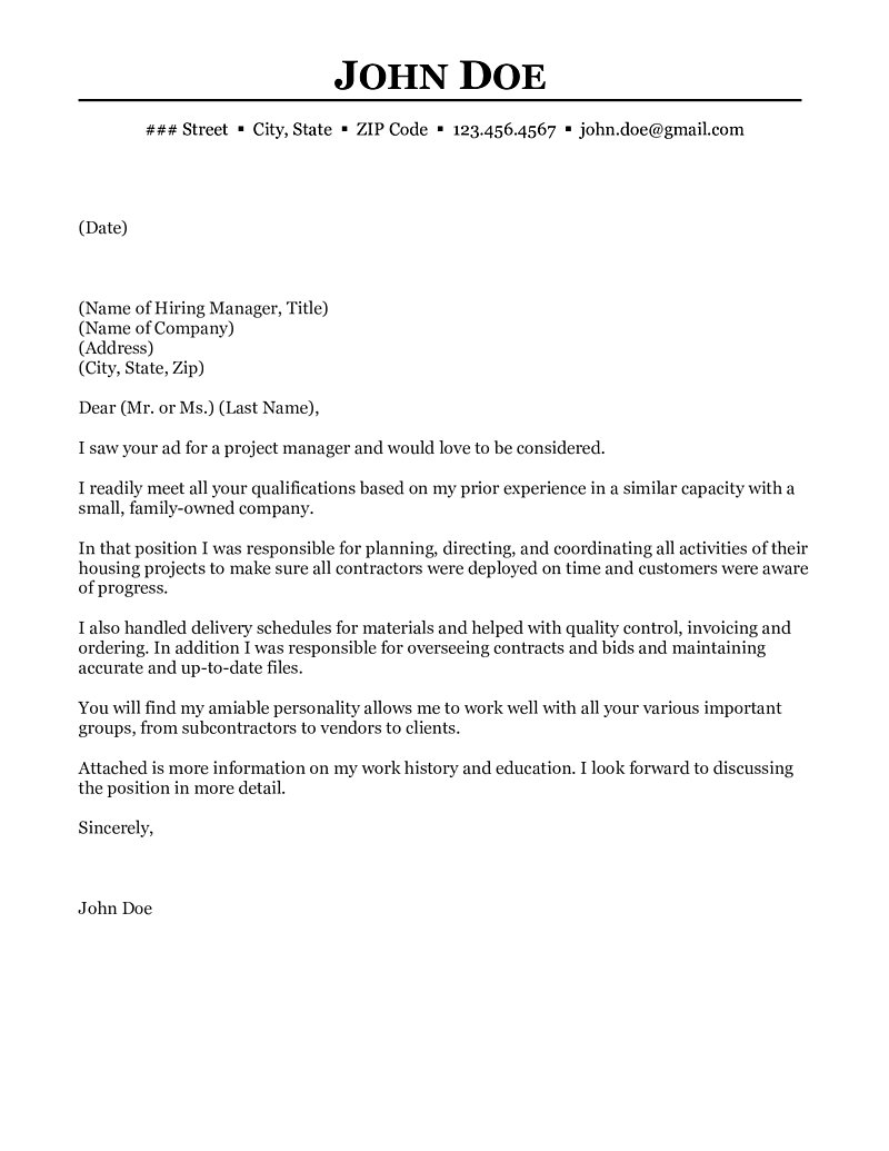 Construction Project Manager Cover Letter (300 x 388 Pixel)