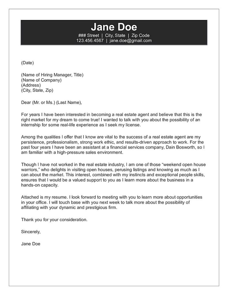 cover letter to real estate agent for rental