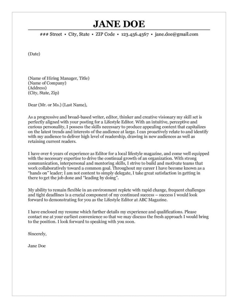 writer job cover letter sample