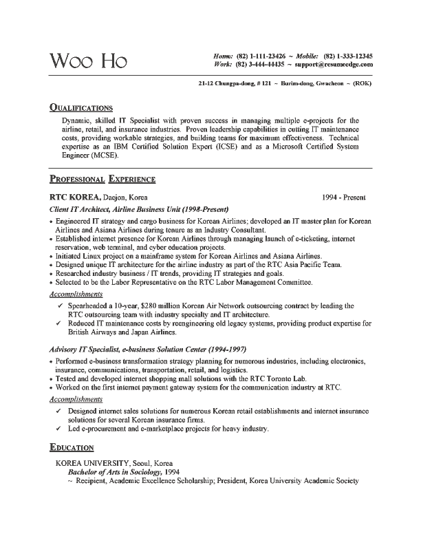 IT Specialist Resume