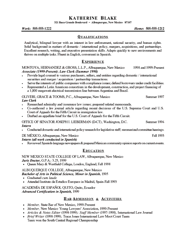 Lawyer Resume