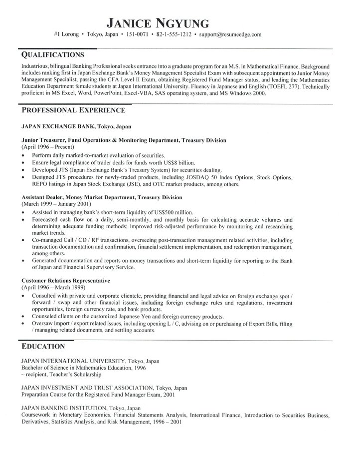 Resume for phd program application