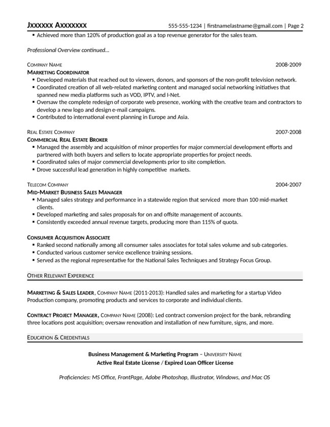 Marketing Manager Resume Page 2 | WorkAlpha