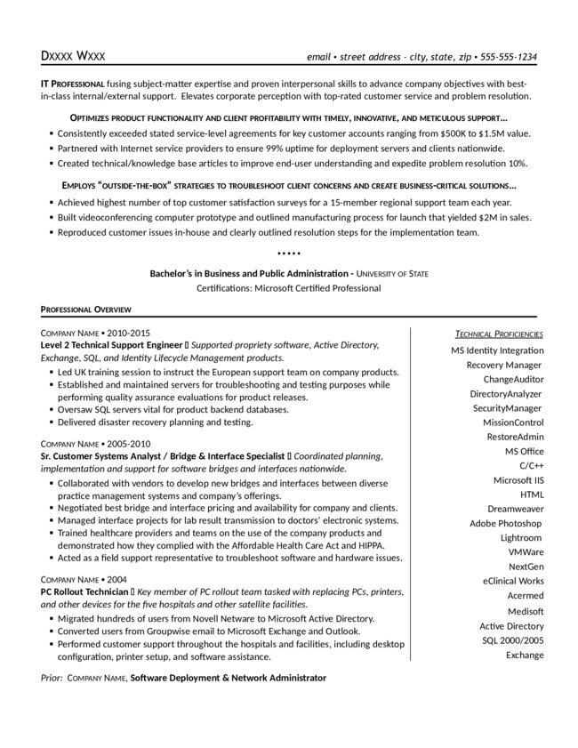 best resume template for it professionals