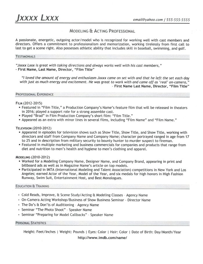 Professional Acting Resume Template from workalpha.com