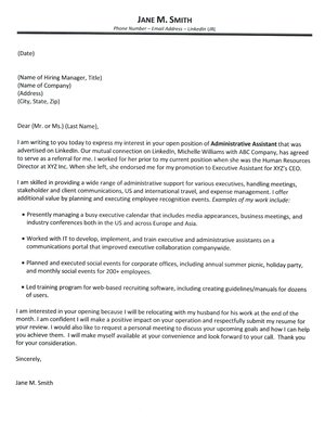 Administrative Assistant Cover Letter (300 x 390 Pixel)