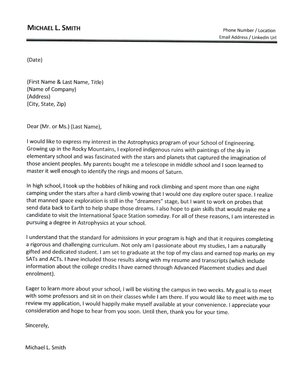 College Admission Cover Letter (300 x 390 Pixel)