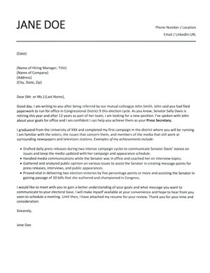 secretary job cover letter example